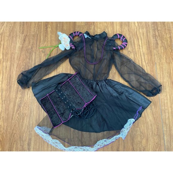 Girl's Black Purple Elegant Costumes Kids Cosplay Medieval Princess Dress 3 Pc‎ - Picture 1 of 10